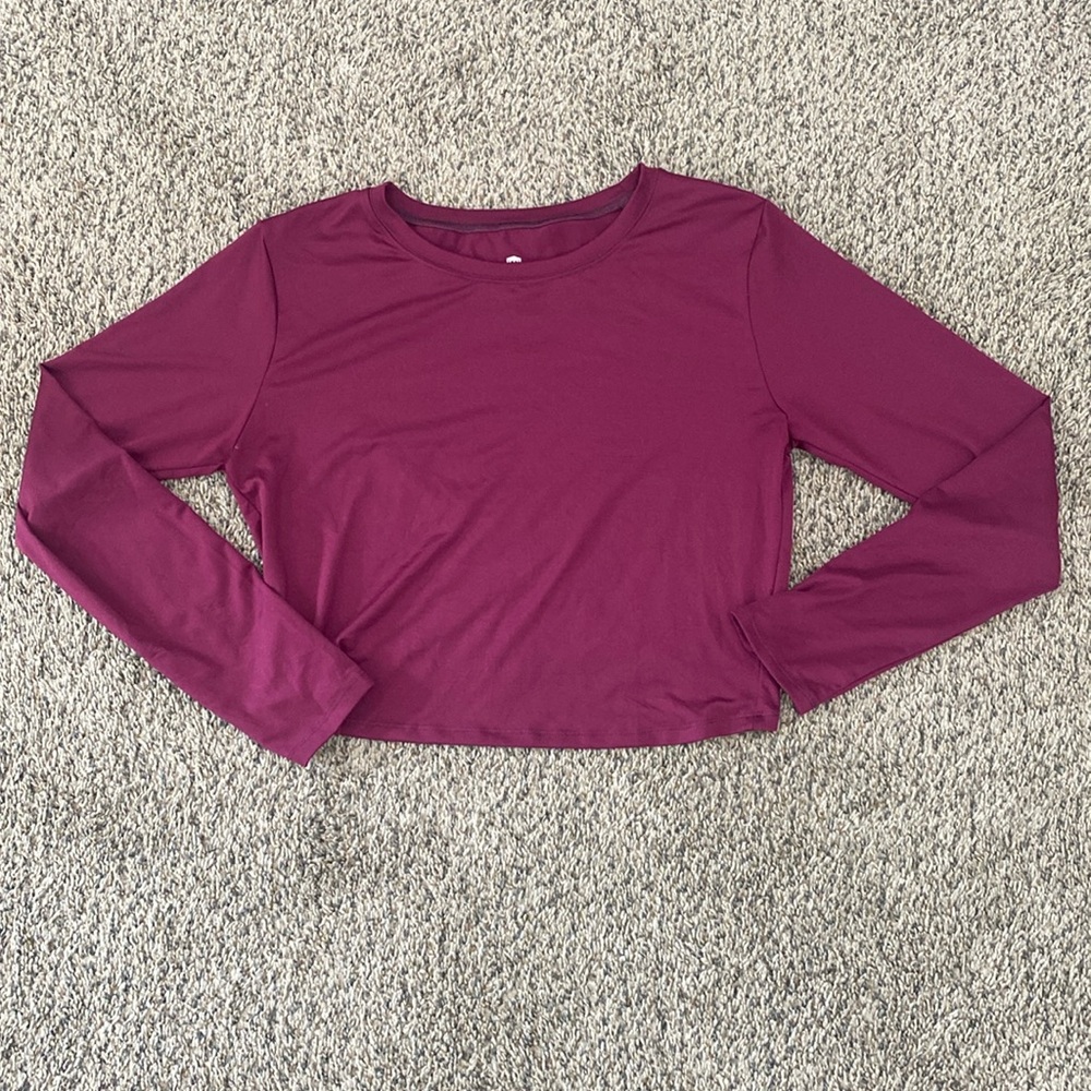 Born Primitive magenta/purple CROSS YOU OFF CROPPED LONG SLEEVE size large
